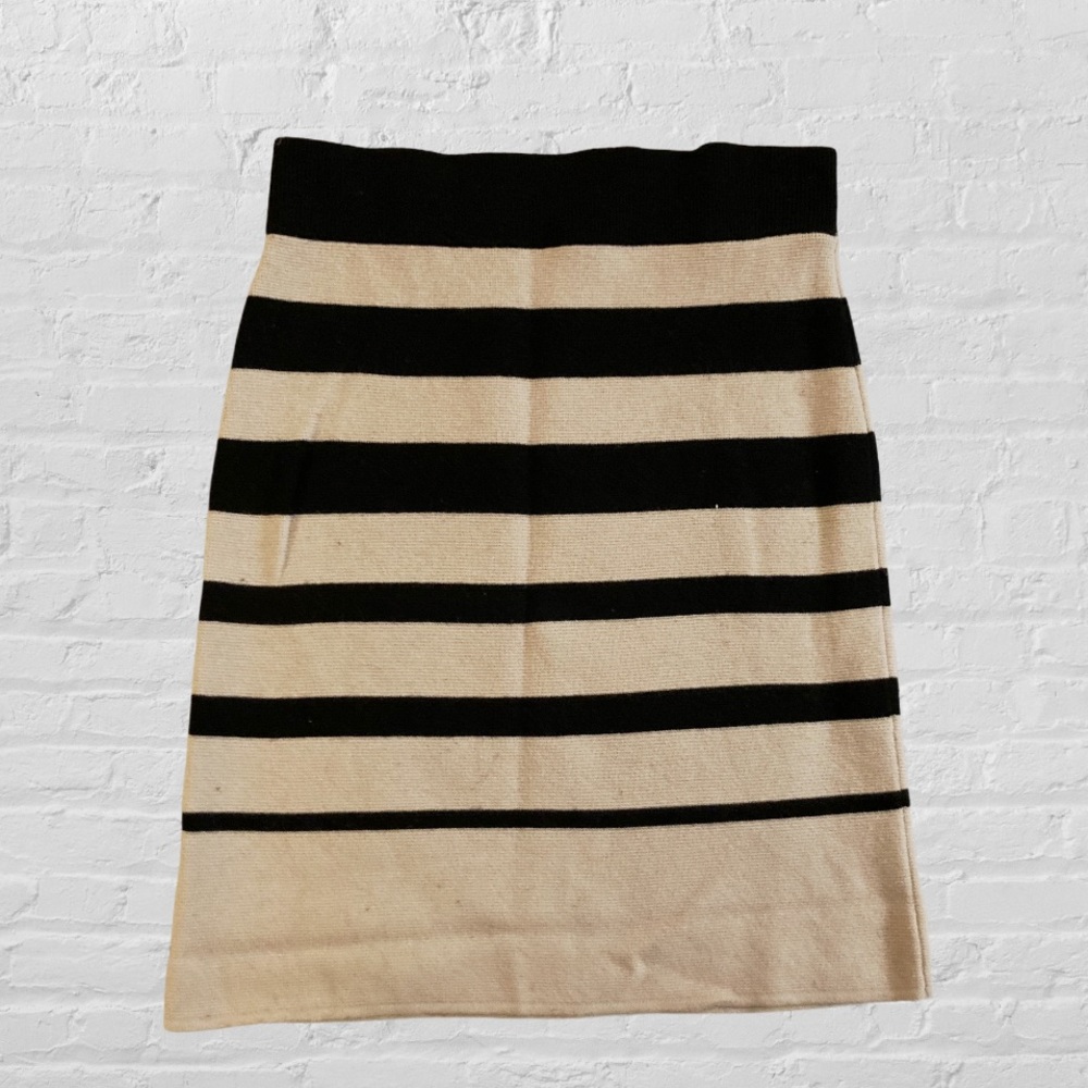 Loft black and beige striped sweater pencil skirt